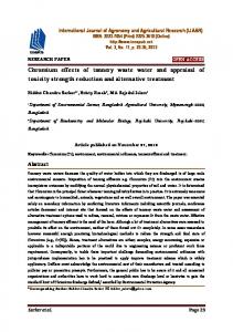 Chromium effects of tannery waste water and appraisal of toxicity ...