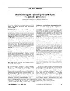 Chronic neuropathic pain in spinal cord injury: The patient's ... - Hindawi