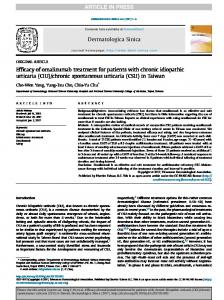 chronic spontaneous urticaria - Dermatologica Sinica