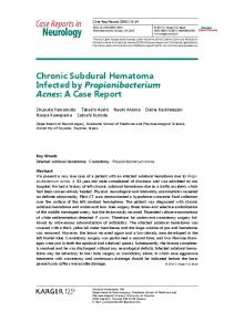 Chronic Subdural Hematoma Infected by