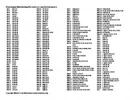 Chronological Bible Reading Plan