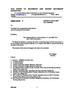 Circular No. 18 - Goa Board of Secondary and Higher Secondary ...