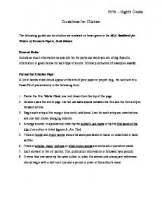 Citation Guidelines for Upper School