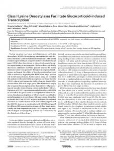 Class I Lysine Deacetylases Facilitate Glucocorticoid-induced ...