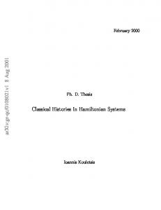 Classical Histories in Hamiltonian Systems