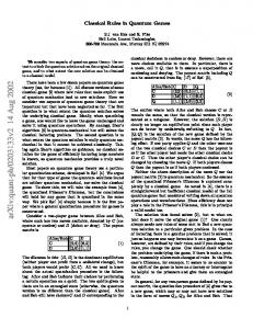 Classical Rules in Quantum Games