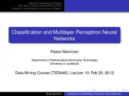 Classification and Multilayer Perceptron Neural Networks