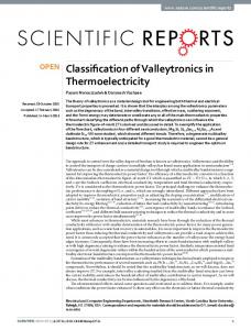 Classification of Valleytronics in Thermoelectricity - Nature