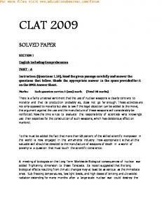 CLAT 2009 SOLVED PAPER