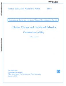 Climate Change and Individual Behavior