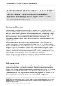 Climate Change Communication in New Zealand