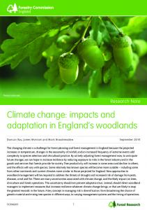 Climate change: impacts and adaptation in England's