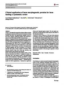 Clinical application of bone morphogenetic proteins for ... - Springer Link