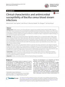 Clinical characteristics and antimicrobial susceptibility ofBacillus ...