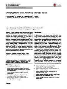 Clinical guideline seom: hereditary colorectal cancer - Springer Link