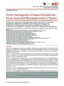 Clinical Heterogeneity of Atypical Pantothenate Kinase-Associated ...