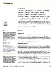 Clinical impact of pharmacogenetic profiling with a clinical ... - PLOS