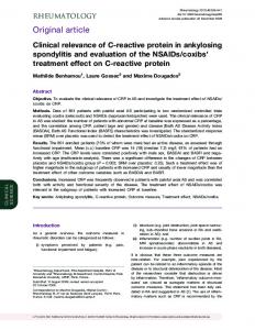 Clinical relevance of C-reactive protein in ankylosing spondylitis and ...