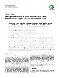 Clinical Study Prehospital Intubation in Patients with