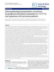 Clinicopathological parameters, recurrence, locoregional and distant ...