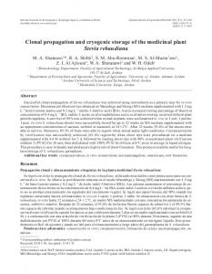 Clonal propagation and cryogenic storage of the medicinal plant ...