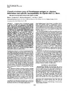Cloned avirulence gene of Pseudomonas syringae pv. glycinea ...