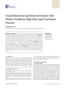 Closed Reduction and Internal Fixation with Hollow Needle for High ...