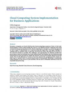 Cloud Computing-System Implementation for Business Applications