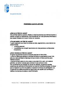 CLUB DE LECTURA.pdf - Ayuntamiento de la Villa de Ajalvir