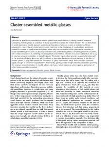 Cluster-assembled metallic glasses - BioMedSearch