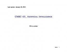 CMSC 421, Artificial Intelligence