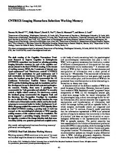 CNTRICS Imaging Biomarkers Selection: Working ... - Oxford Academic