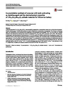 Co-precipitation synthesis of precursor with lactic acid ... - Springer Link