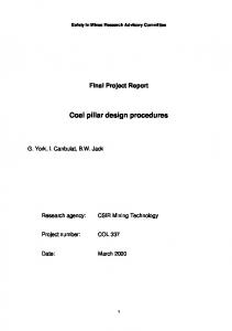 Coal pillar design procedures