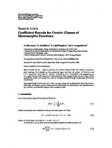 Coefficient Bounds for Certain Classes of Meromorphic Functions - EMIS