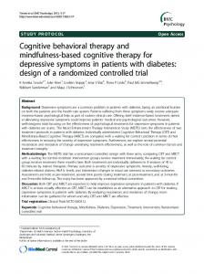 Cognitive behavioral therapy and mindfulness-based cognitive ...