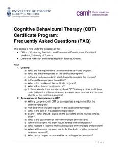 Cognitive Behavioural Therapy (CBT) Certificate Program ...