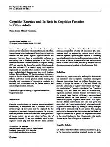 Cognitive Exercise and Its Role in Cognitive Function ... - Springer Link