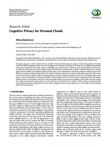 Cognitive Privacy for Personal Clouds