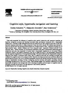 Cognitive style, hypermedia navigation and learning - Semantic Scholar