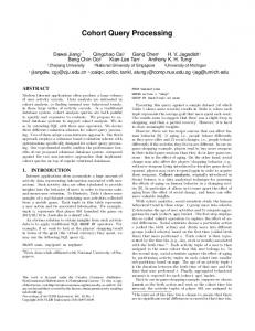 Cohort Query Processing - NUS Computing