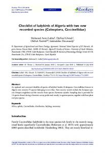 Coleoptera, Coccinellidae - ZooKeys