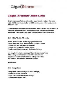 Colgate 13 Founders' Album Lyrics