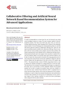 Collaborative Filtering and Artificial Neural Network Based