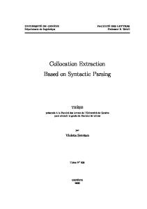 Collocation Extraction Based on Syntactic Parsing - issco