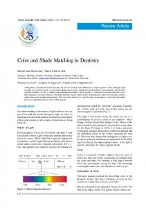 Color and Shade Matching in Dentistry