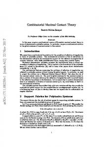 Combinatorial Maximal Contact Theory