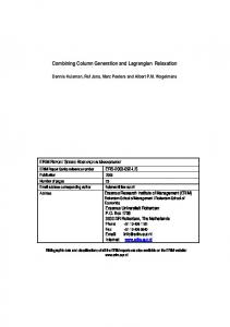 Combining Column Generation and Lagrangian