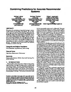 Combining Predictions for Accurate Recommender Systems - CiteSeerX