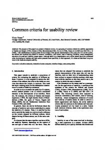 Common criteria for usability review - Semantic Scholar
